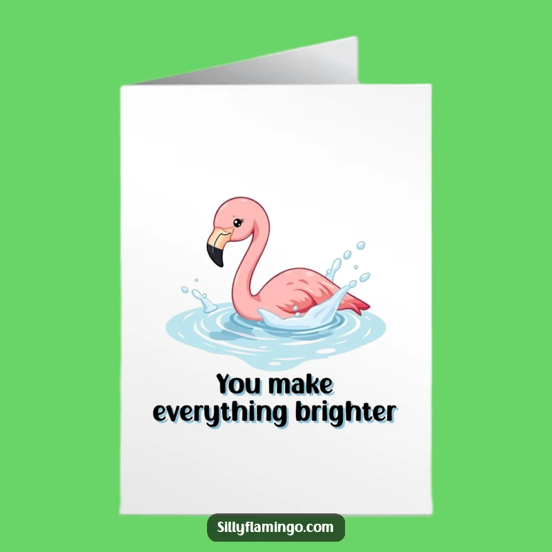Free Printable Thank You Card: Splashing Flamingo Pool Fun Funny Gift
