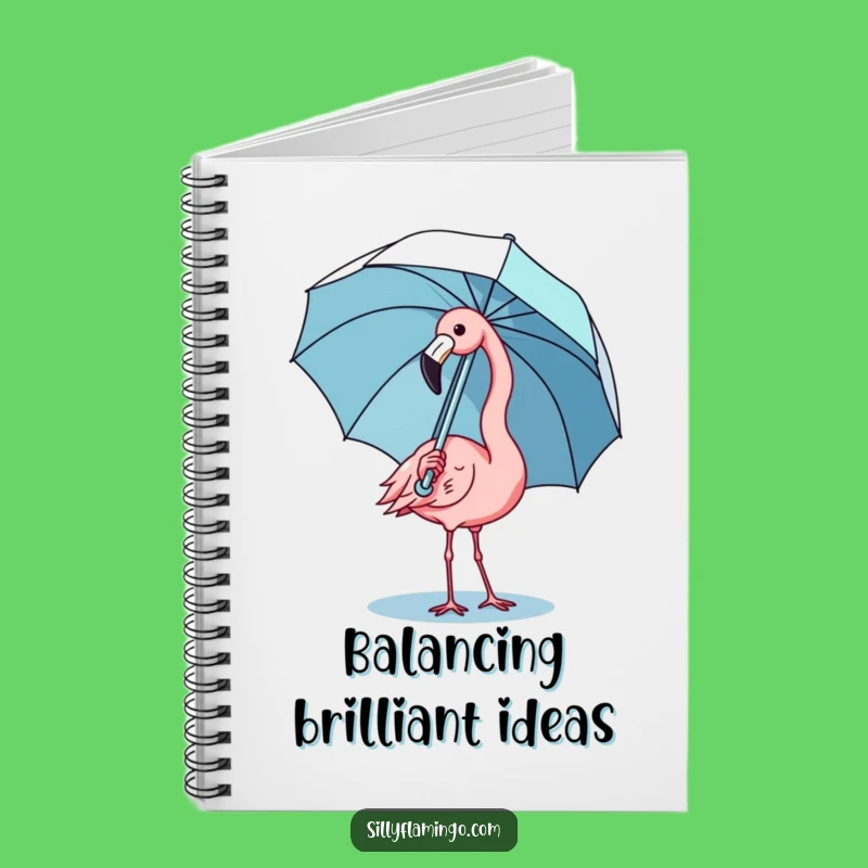 Funny Kawaii Flamingo Umbrella Notebook - Journal Your Quirky Thoughts