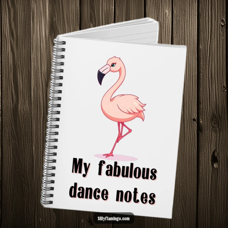 Funny Flamingo Notebook: Features a flamingo in a silly, exaggerated dance pose, ready for notes.