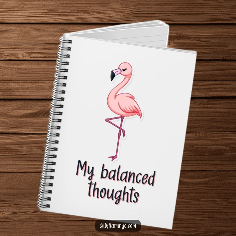 Funny Flamingo Wink Notebook featuring a flamingo balancing on one leg with a wink, great for elegant note-taking.