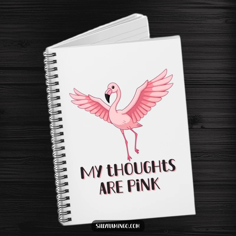 Funny Flamingo Notebook: A proud flamingo with outstretched wings soaring gracefully through a pink sky, designed for creative thoughts and notes.