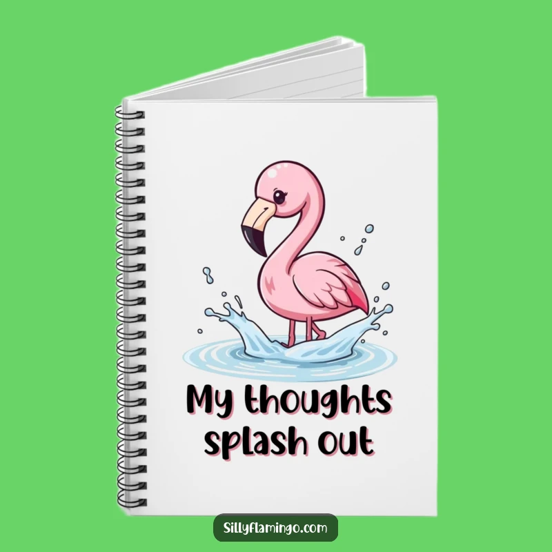 Funny Kawaii Flamingo Splashing Water Notebook - Adorable Journal for Fun Ideas