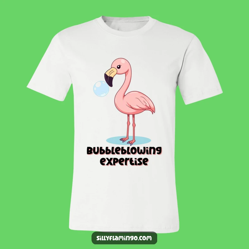 Funny Flamingo Bubble Blowing T-Shirt: Cheerful Bird Tee, Perfect Funny Gift