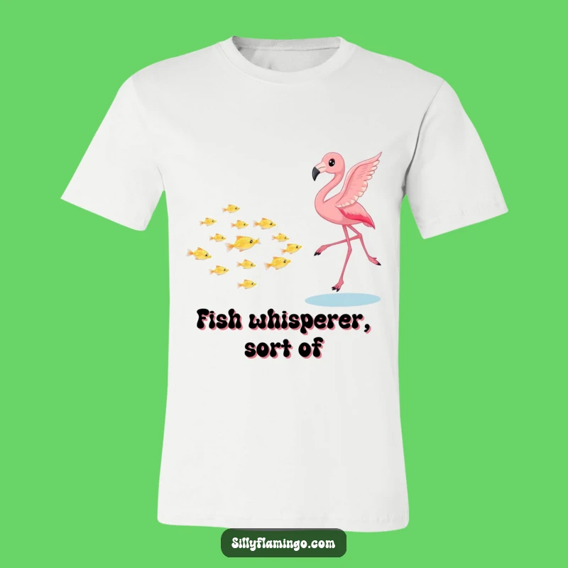 Funny Flamingo Fish Chase T-Shirt - Playful Bird Pursuit Tee, Great Aquatic Gift!