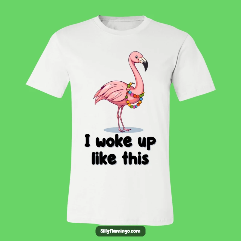 Funny Flamingo Garland T-Shirt: Stylish Bird with Beads, Ideal Funny Gift for Parties
