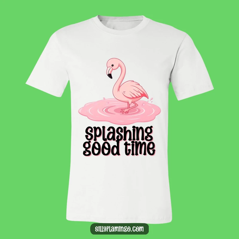 Funny Flamingo Splash T-Shirt: Playful Bird Tee, Great Funny Gift