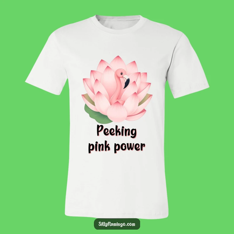 Funny Flamingo T-Shirt - Lotus Flower Peekaboo Tee, Quirky Bird Lover Gift