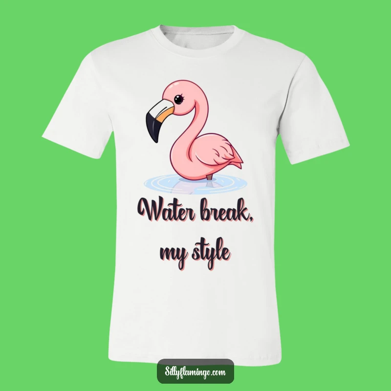 Funny Flamingo Water Dip T-Shirt: Happy Beak Flamingo Refreshing Tee