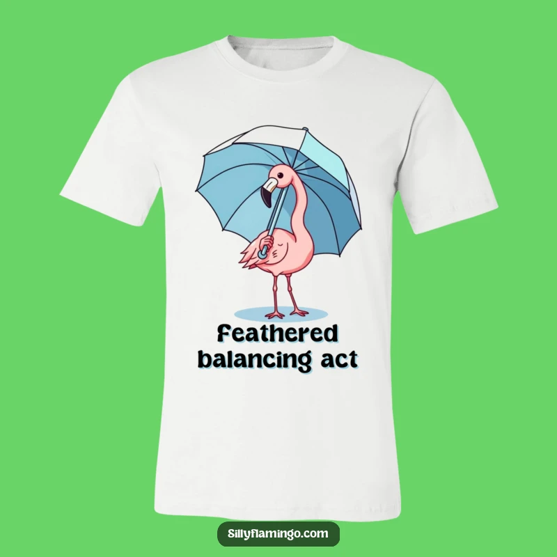 Funny Kawaii Flamingo Umbrella T-Shirt - Adorable and Comical Bird Apparel