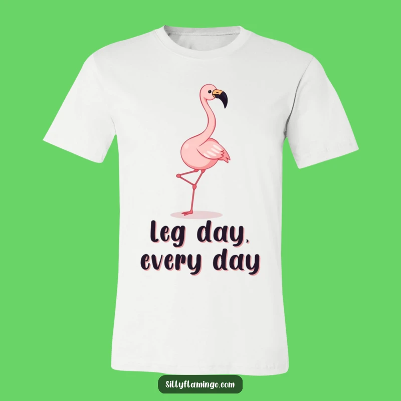 Funny Flamingo Dance T-Shirt: Joyful Squawking Flamingo Kicking Legs Tee