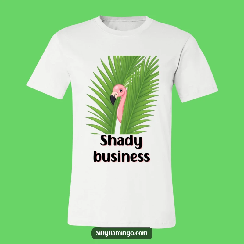 Funny Flamingo Palm Leaf T-Shirt: Tropical Bird Hiding Funny Tee Gift