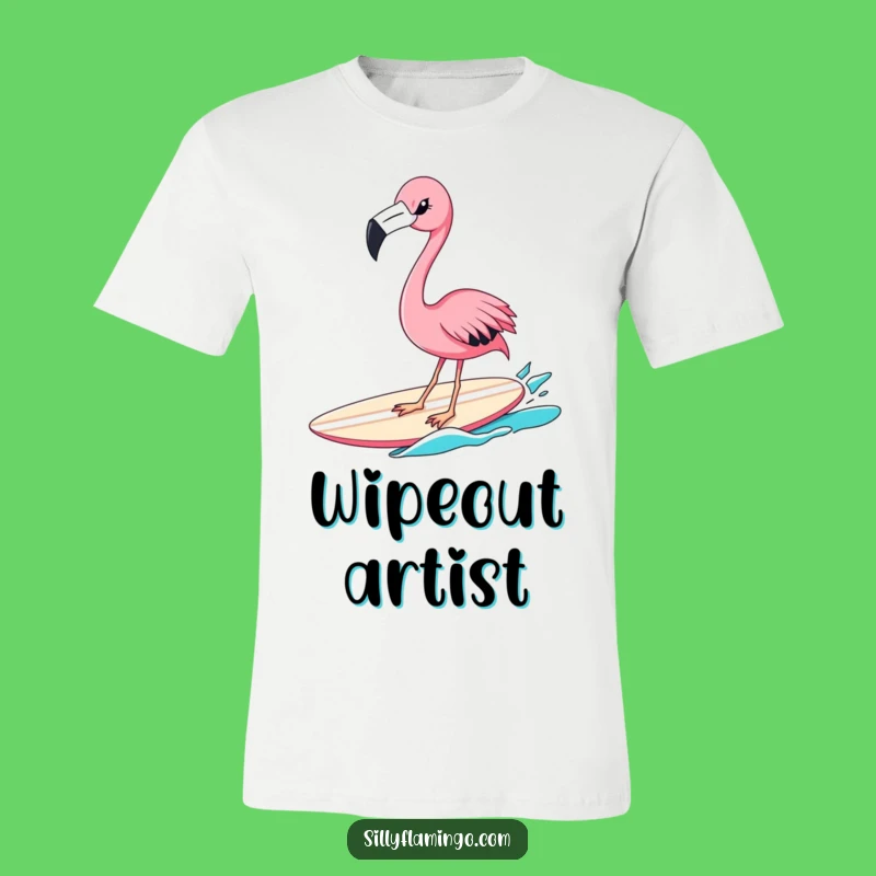 Funny Flamingo Surfer T-Shirt: Winking Pink Bird Shredding Waves, Cool Gift