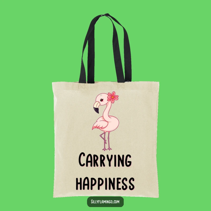 Happy Flamingo Tote Bag: Floral Accent, Stylish and Hilarious Carry-All
