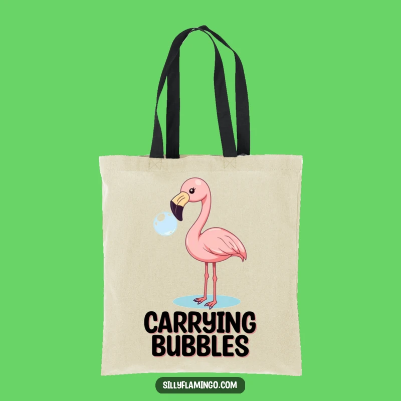Funny Flamingo Bubble Blowing Tote Bag: Cheerful Bird Carry-All, Ideal Funny Gift