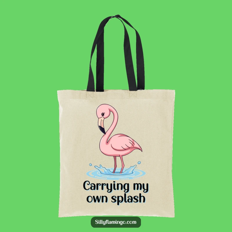Funny Flamingo Tote Bag - Playful Water Splasher, Carry Your Fun